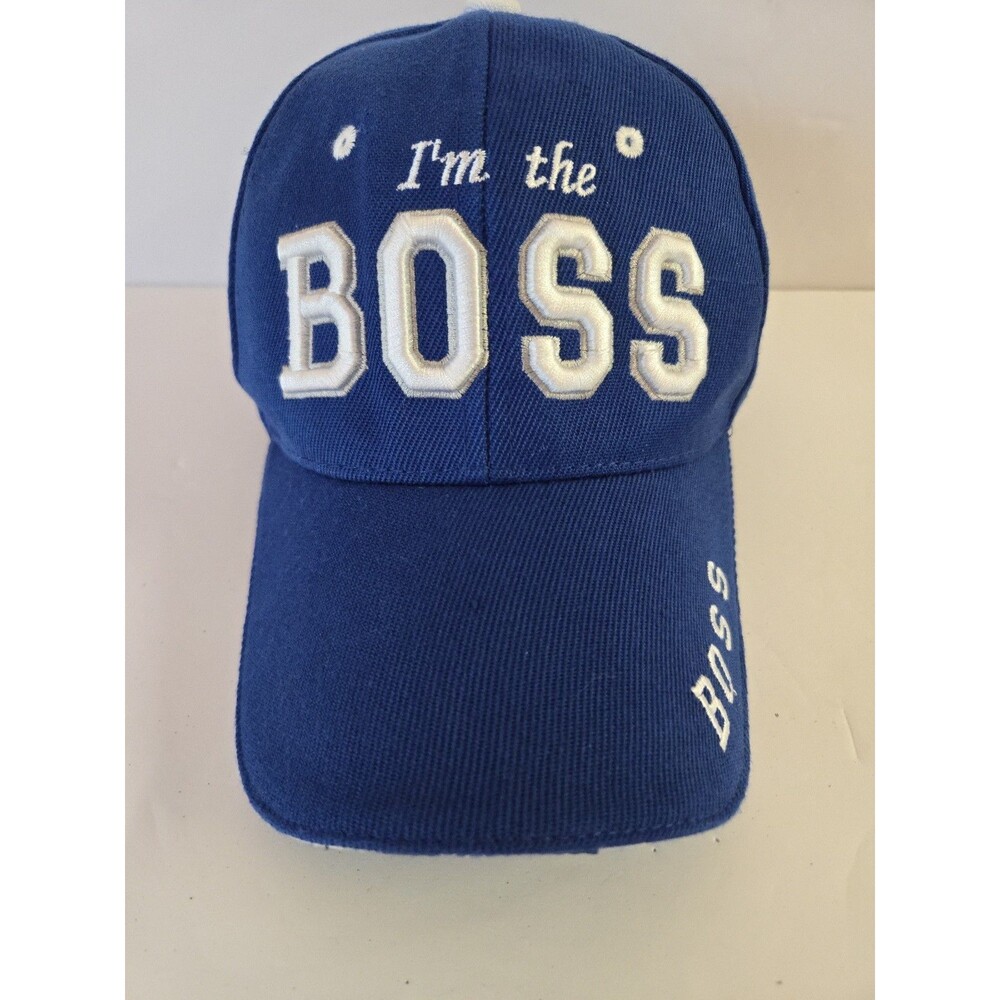 I'm The Boss Embroidered Print Baseball Cap Blue Boss Hat Strap Back Adjustable